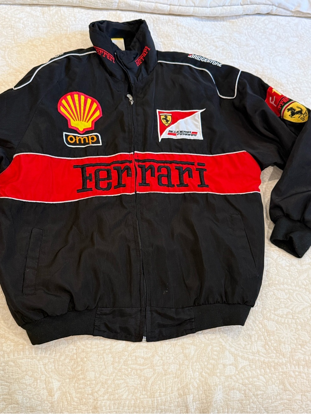 Ferrari Style F1 Racing Jacket Black Red Embroidered Motorsport